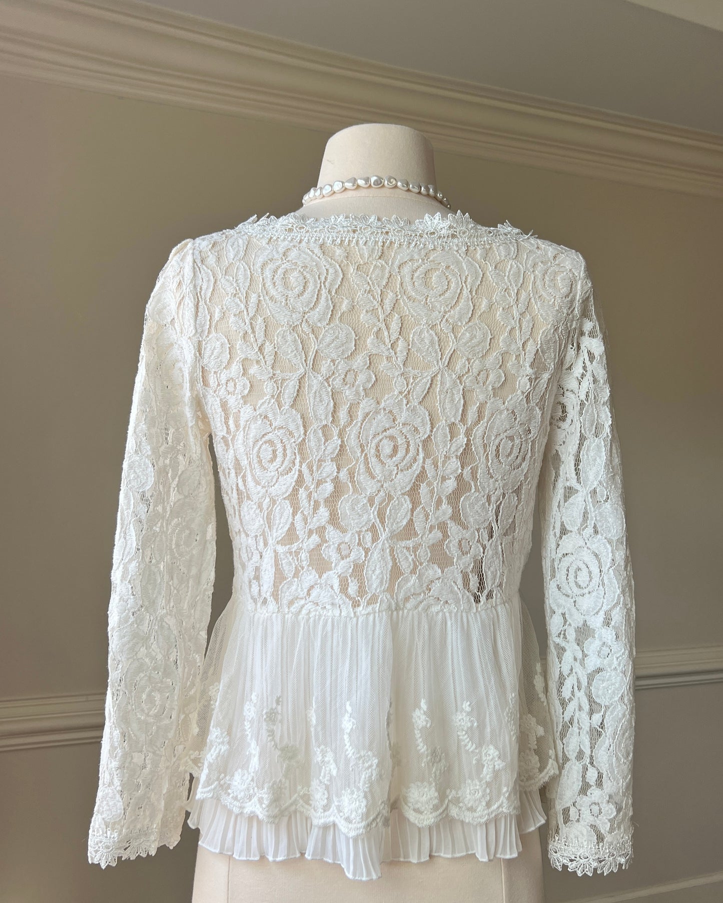 Princess Lace Embroidery Cardigan featuring Sheer Floral Embroidery