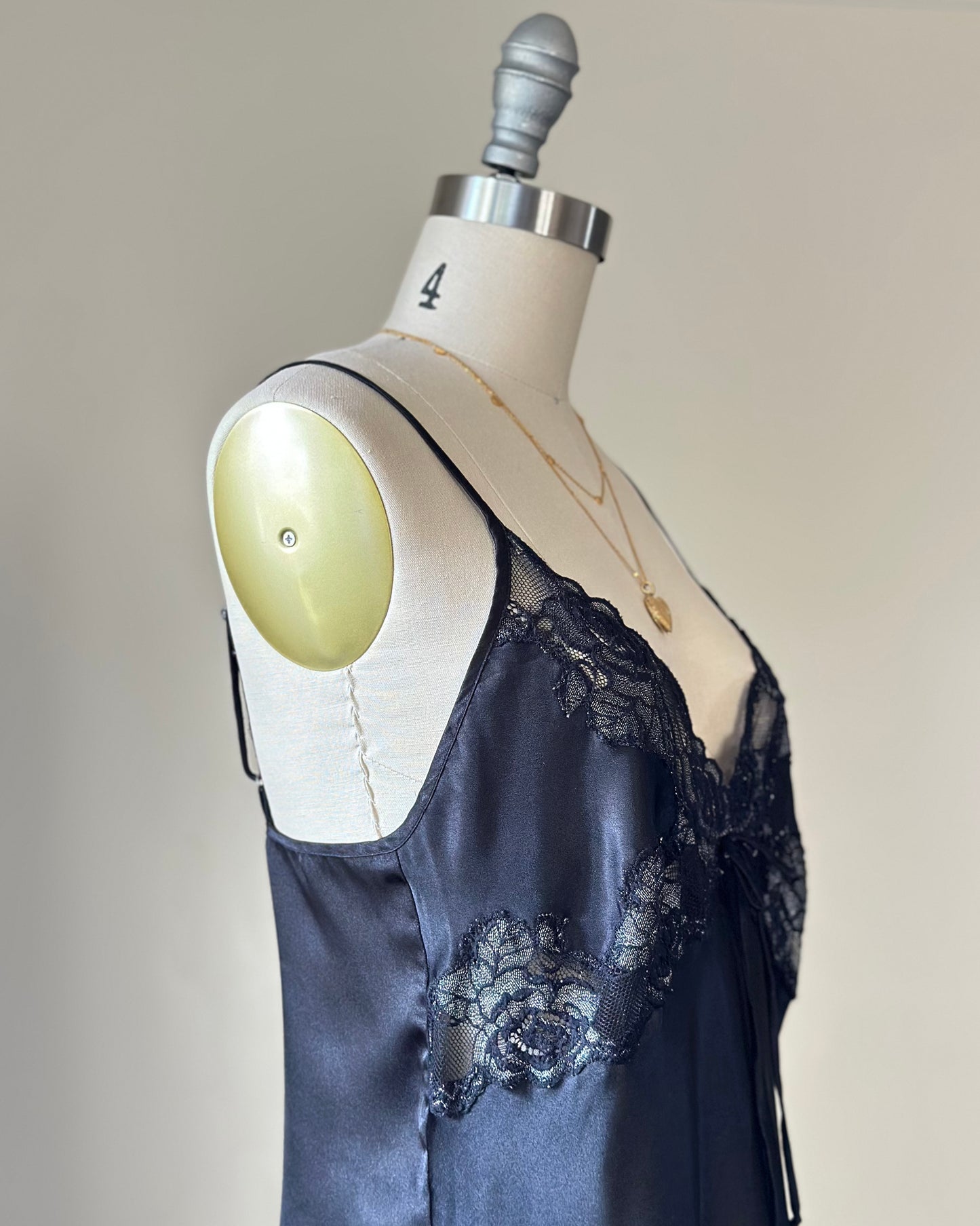 Vintage Jones New York black lace midi slip dress