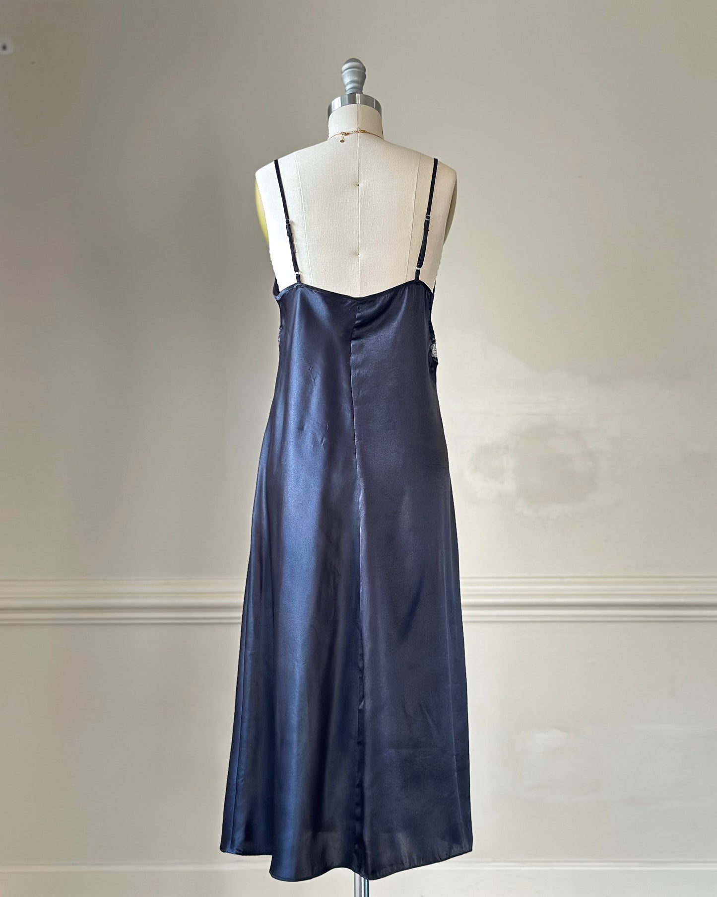 Vintage Jones New York black lace midi slip dress