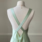 Fairy goddess soft green maxi slip dress featuring deep v neckline