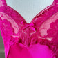 Sultry Hot Pink Slip Dress featuring Floral Laced Bustier with Satin Bodice