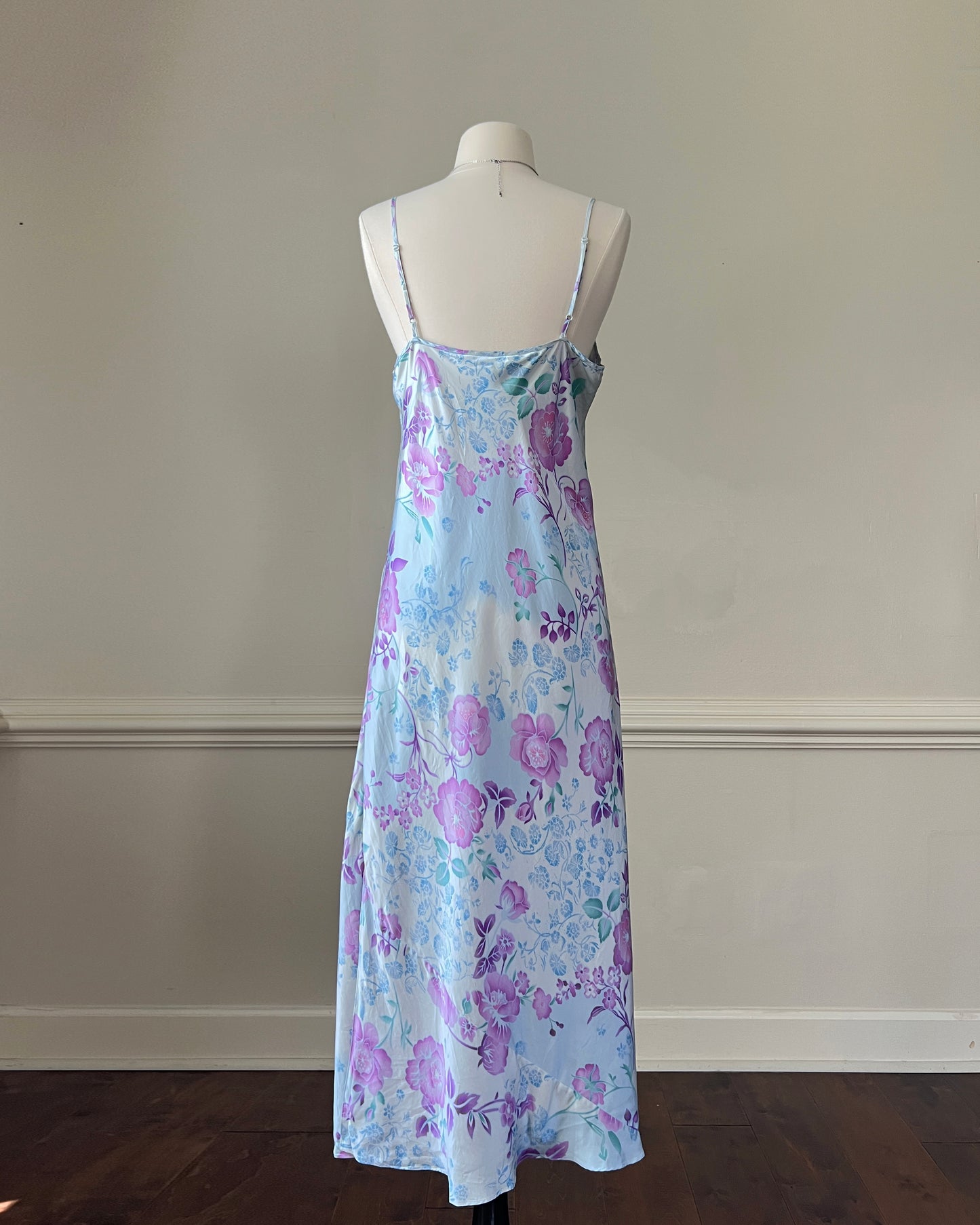 Vintage August Silk 100% silk floral midi slip dress
