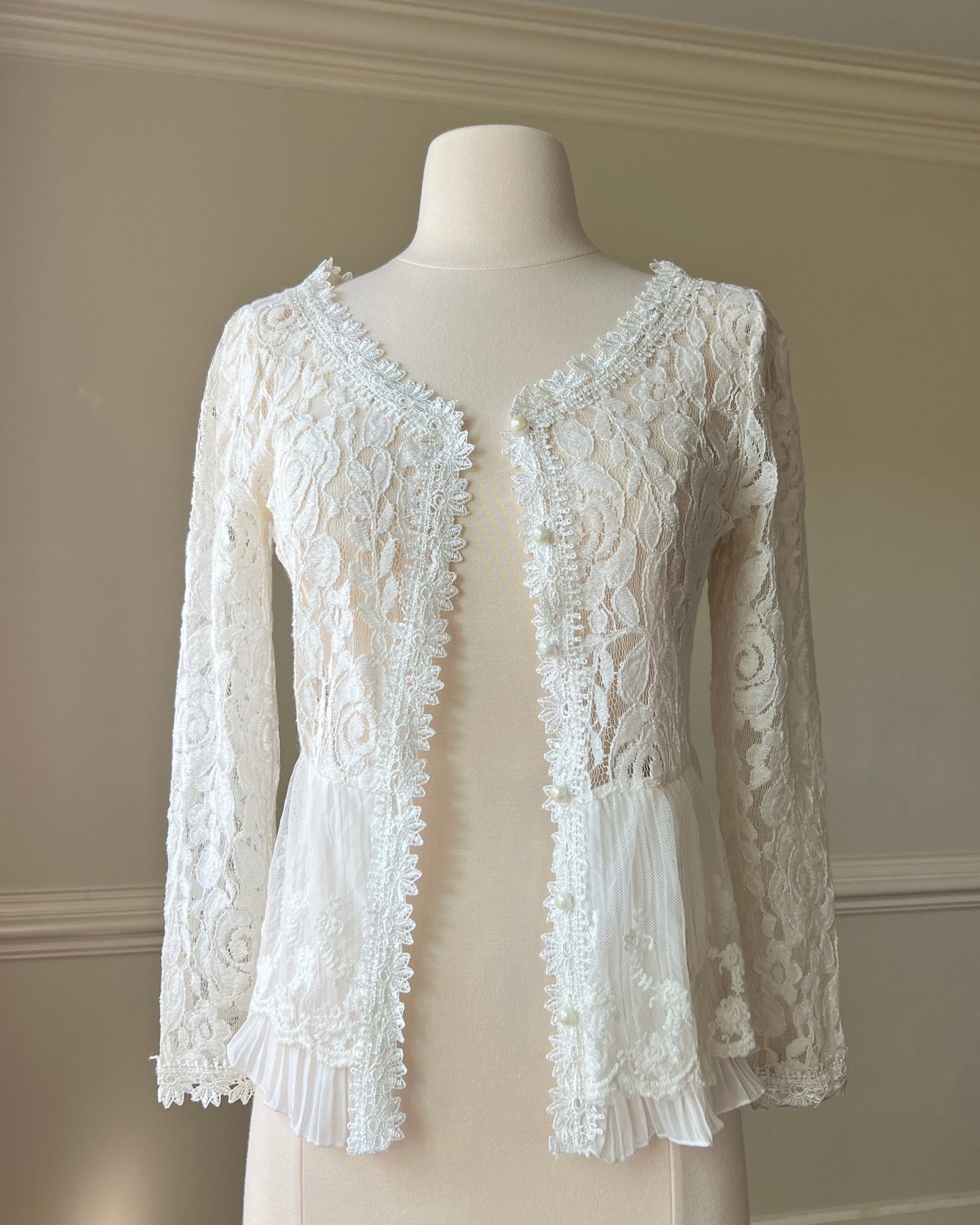 Princess Lace Embroidery Cardigan featuring Sheer Floral Embroidery