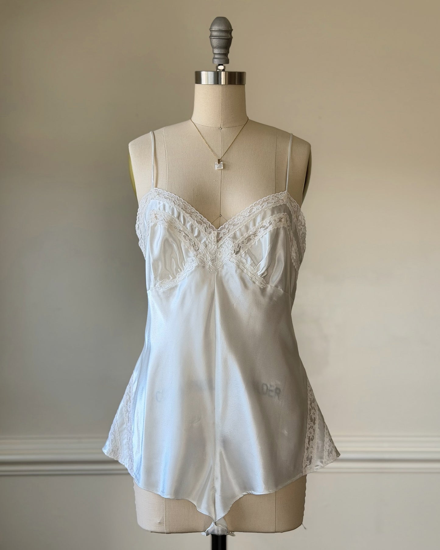 Vintage white satin lace camisole romper lingerie – Victoria’s Secret