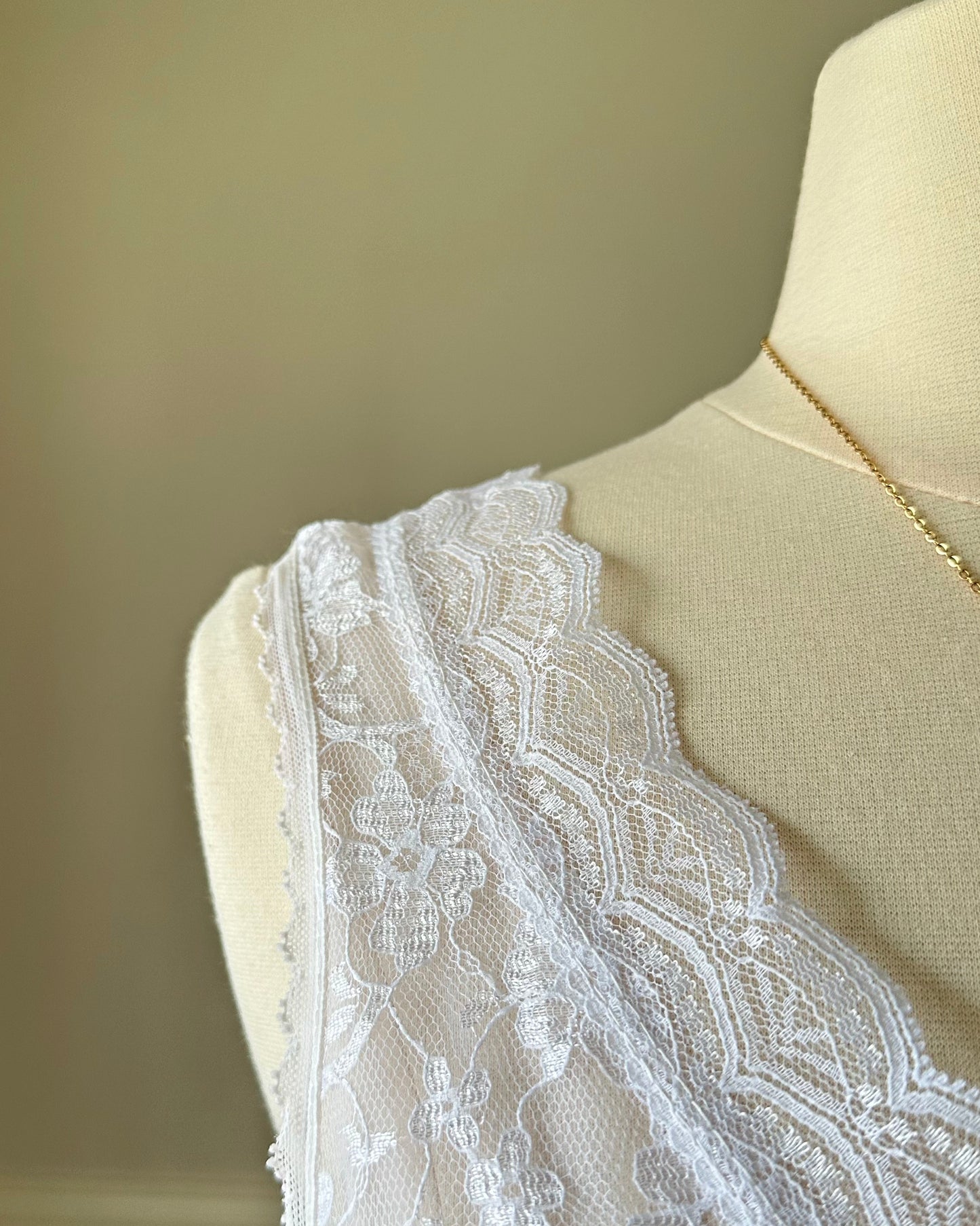 Sheer White Bodysuit featuring Delicate Sheer Lace Bodice with Flared Skirt