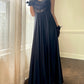 80s Elegant Grunge Maxi Dress featuring V-lace Cutout with Pleated Skirt