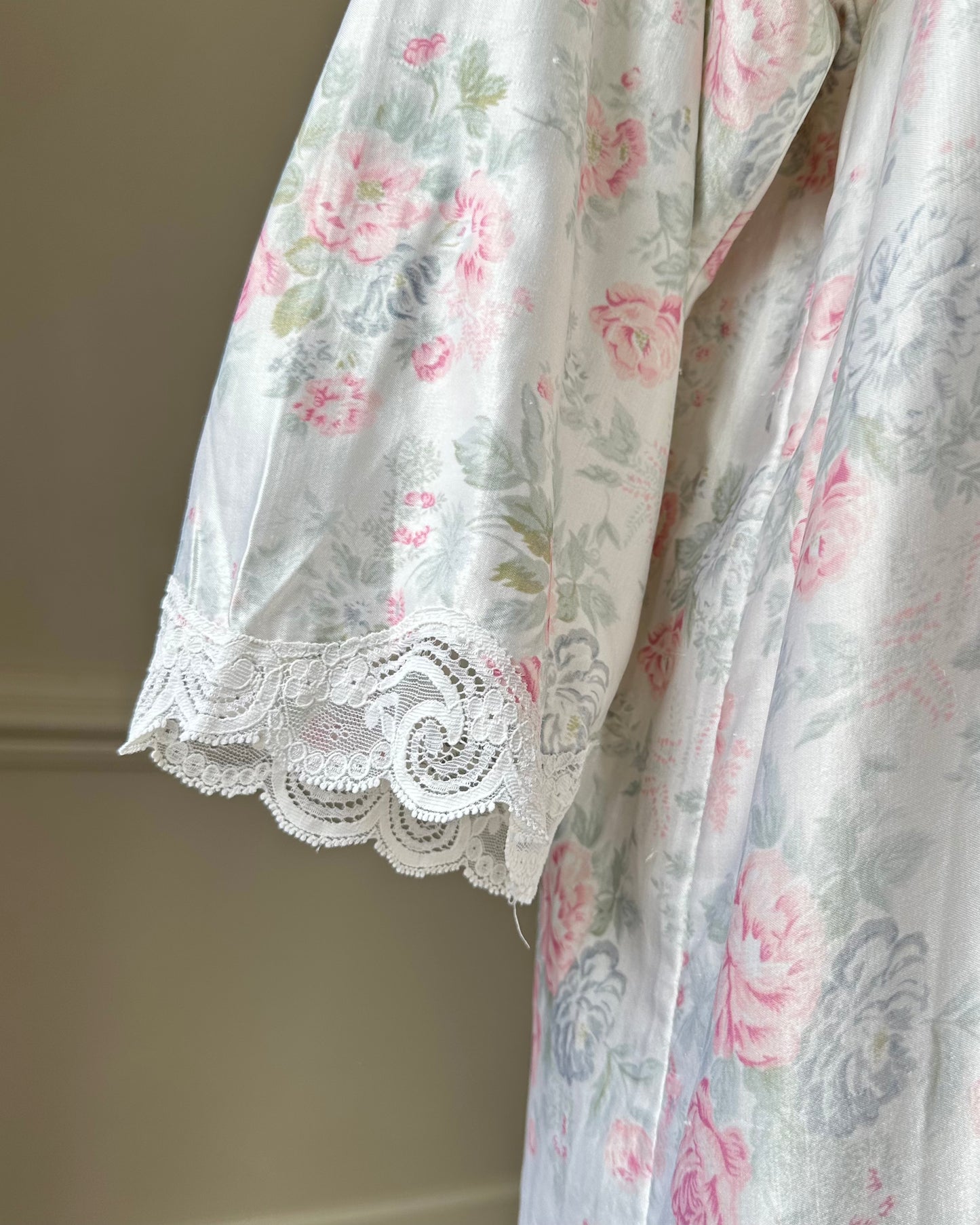 Vintage Barbizon Maxi Dress featuring Rosette Prints on Satin Fabric