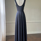 80s Elegant Grunge Maxi Dress featuring V-lace Cutout with Pleated Skirt