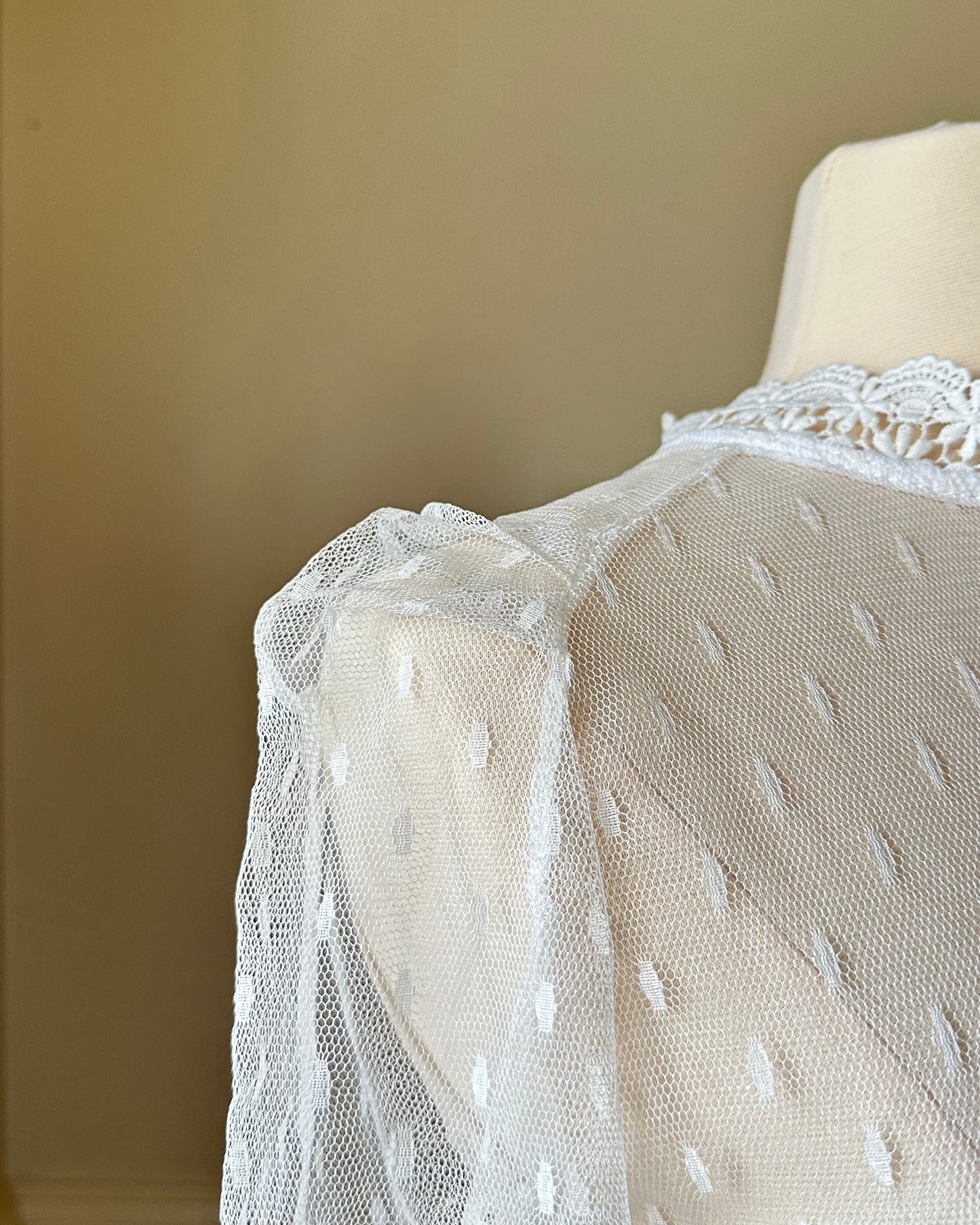 Sheer Victorian Inspired Long Sleeves Slip Dress featuring Intricate Floral Pattern