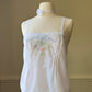 Soft Linen Camisole in Sheer Whitefeaturing Flower Bouquet Embroidery