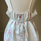 Stunning Vintage 90's Dior Maxi Satin Dress featuring Rosette Pattern with Pinstripes