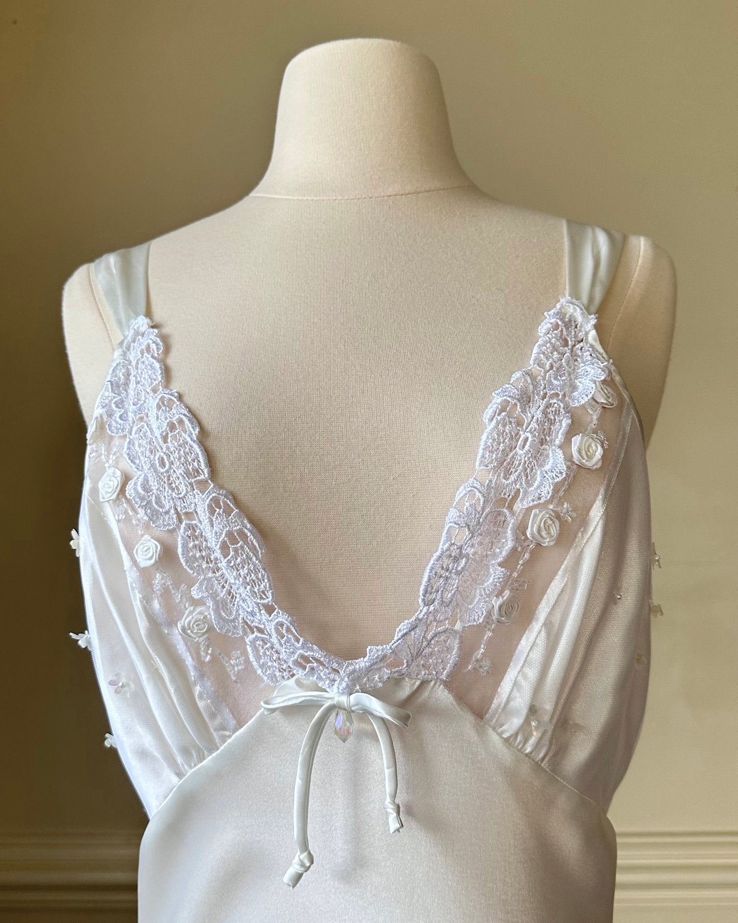 Sultry Satin Maxi Slip Dress featuring Lace Embroidery Lining