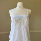 Soft Linen Camisole in Sheer Whitefeaturing Flower Bouquet Embroidery
