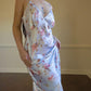 Satin Pastel Floral Print Maxi Dress