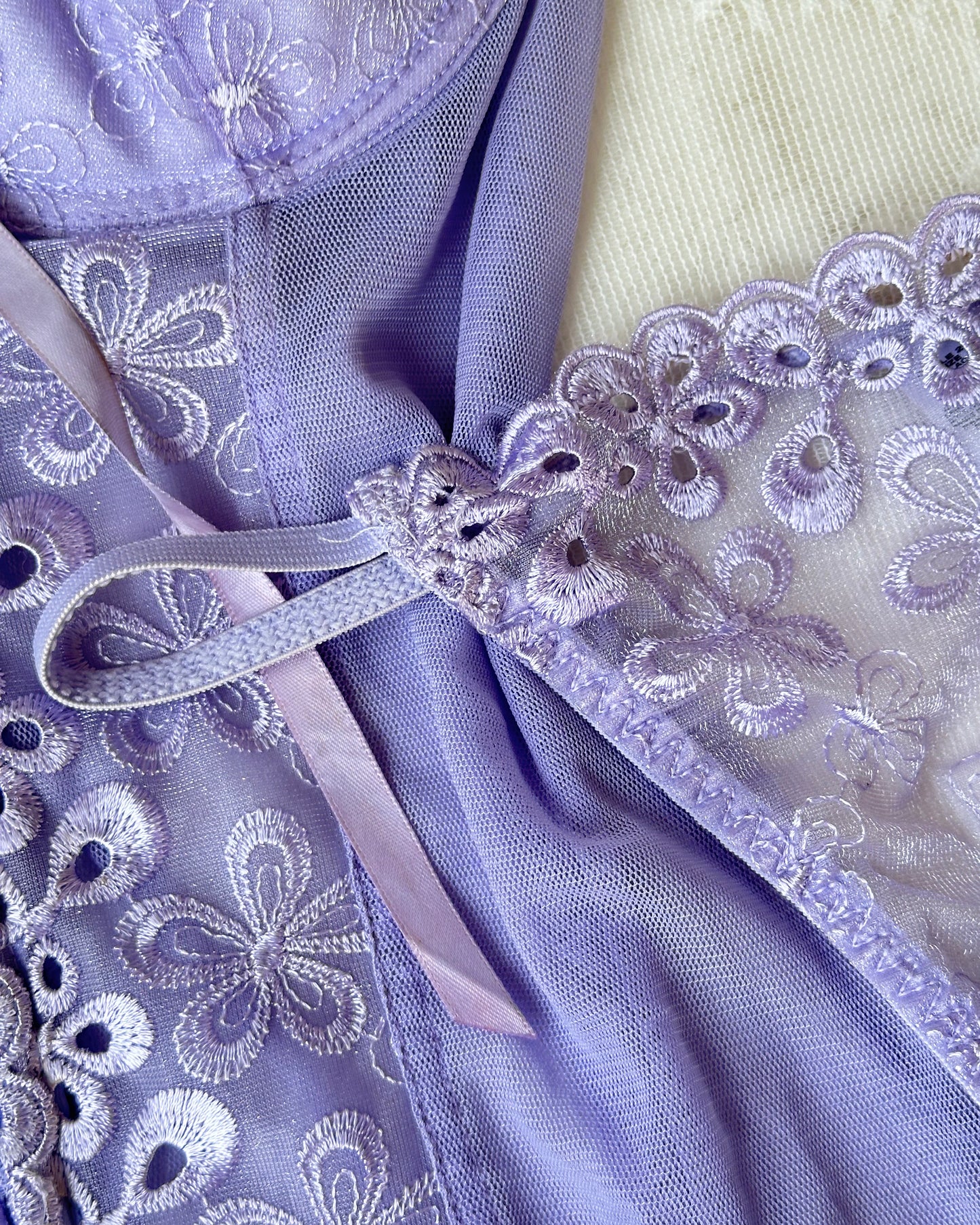 Lovely Lavender Slip Set includes a Bustier Corset and Matching Thongs