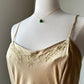 Victoria’s Secret Golden Silky Slip Dress featuring Gold Threads Embroidery Details