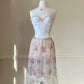 Dreamy Sheer Vintage Floral Dress featuring Rose Garden Prints with Soft Lace Skirt
