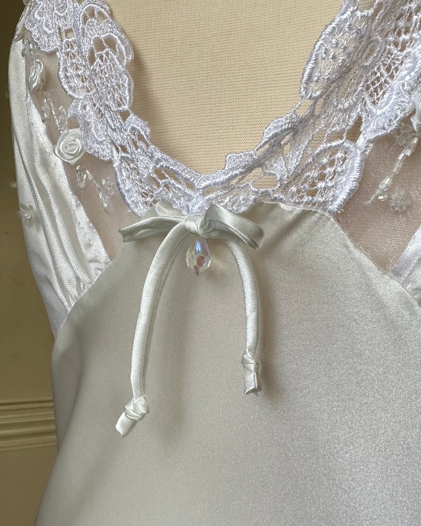 Sultry Satin Maxi Slip Dress featuring Lace Embroidery Lining