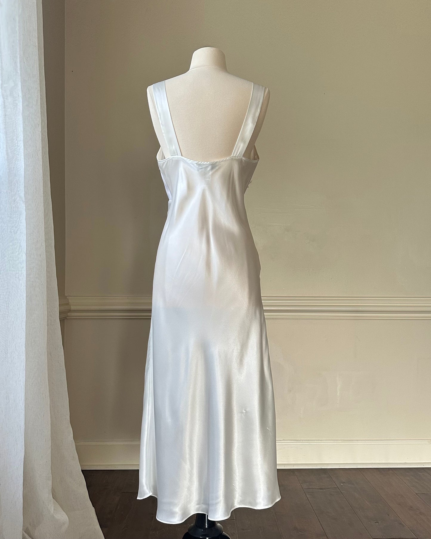 Sultry Satin Maxi Slip Dress featuring Lace Embroidery Lining