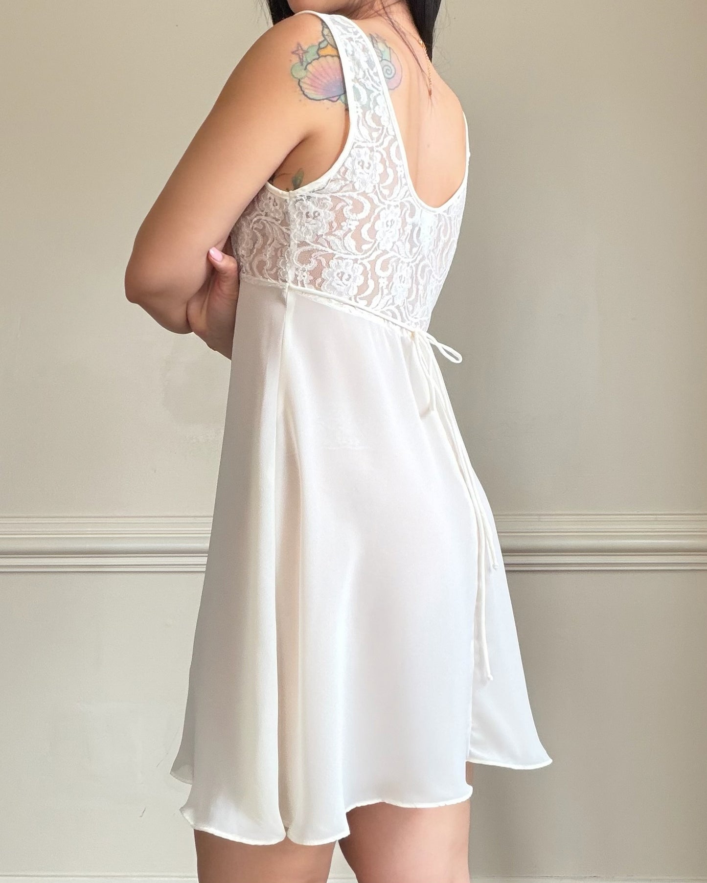 Vintage Cinema Etoile Lace Babydoll Slip Dress