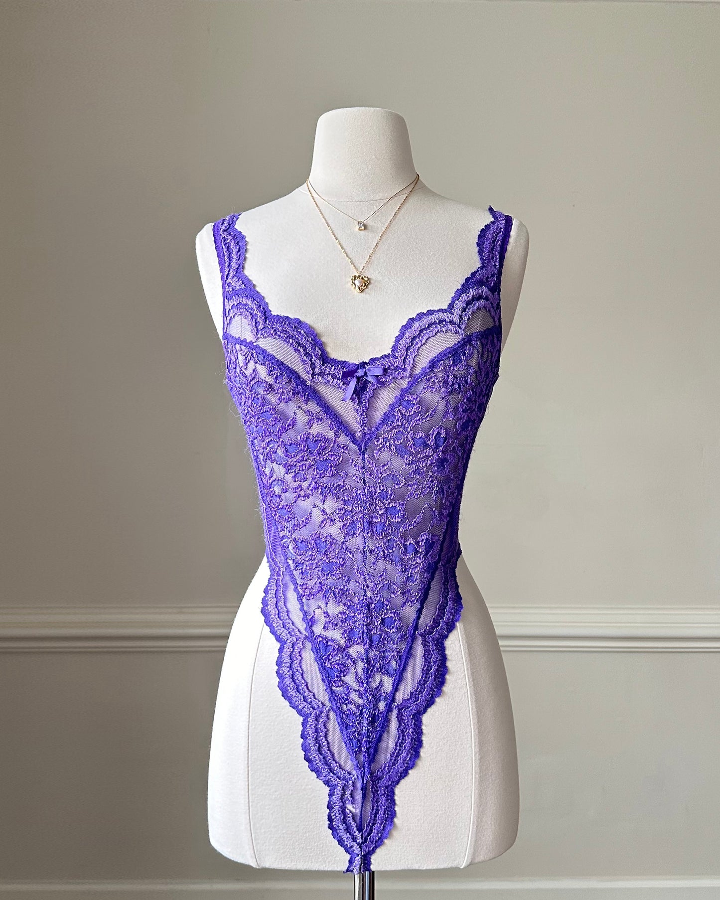 Victoria’s Secret Intricate Bodysuit featuring Floral Embroidery on Lace