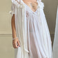 Victorian Inspired Sheer White Robes featuring Double Layered Ruffles Collar
