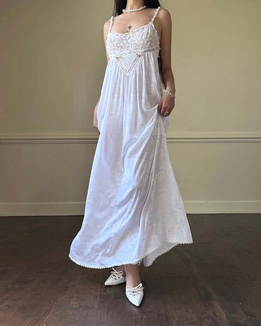 Vintage Christian Dior’s Ethereal Maxi Dress featuring Semi Sheer Pleated Skirt