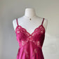 Vintage Dior maroon satin maxi dress featuring paisley embroidery bust
