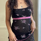 Sweet y2k semi sheer top featuring rose bouquets embroidery