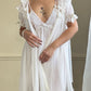 Victorian Inspired Sheer White Robes featuring Double Layered Ruffles Collar