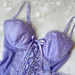 Lovely Lavender Slip Set includes a Bustier Corset and Matching Thongs
