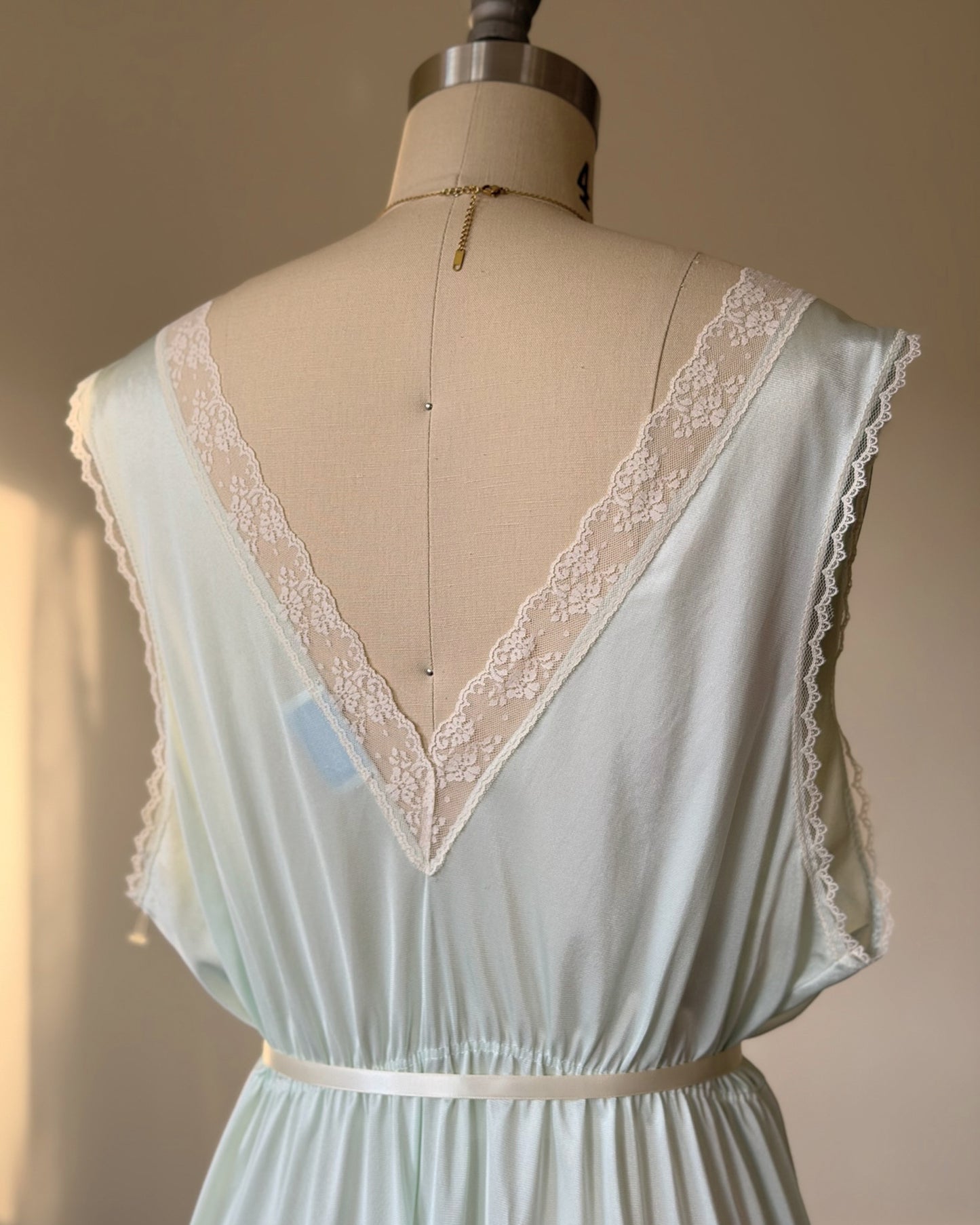 Vintage pastel mint satin nightgown