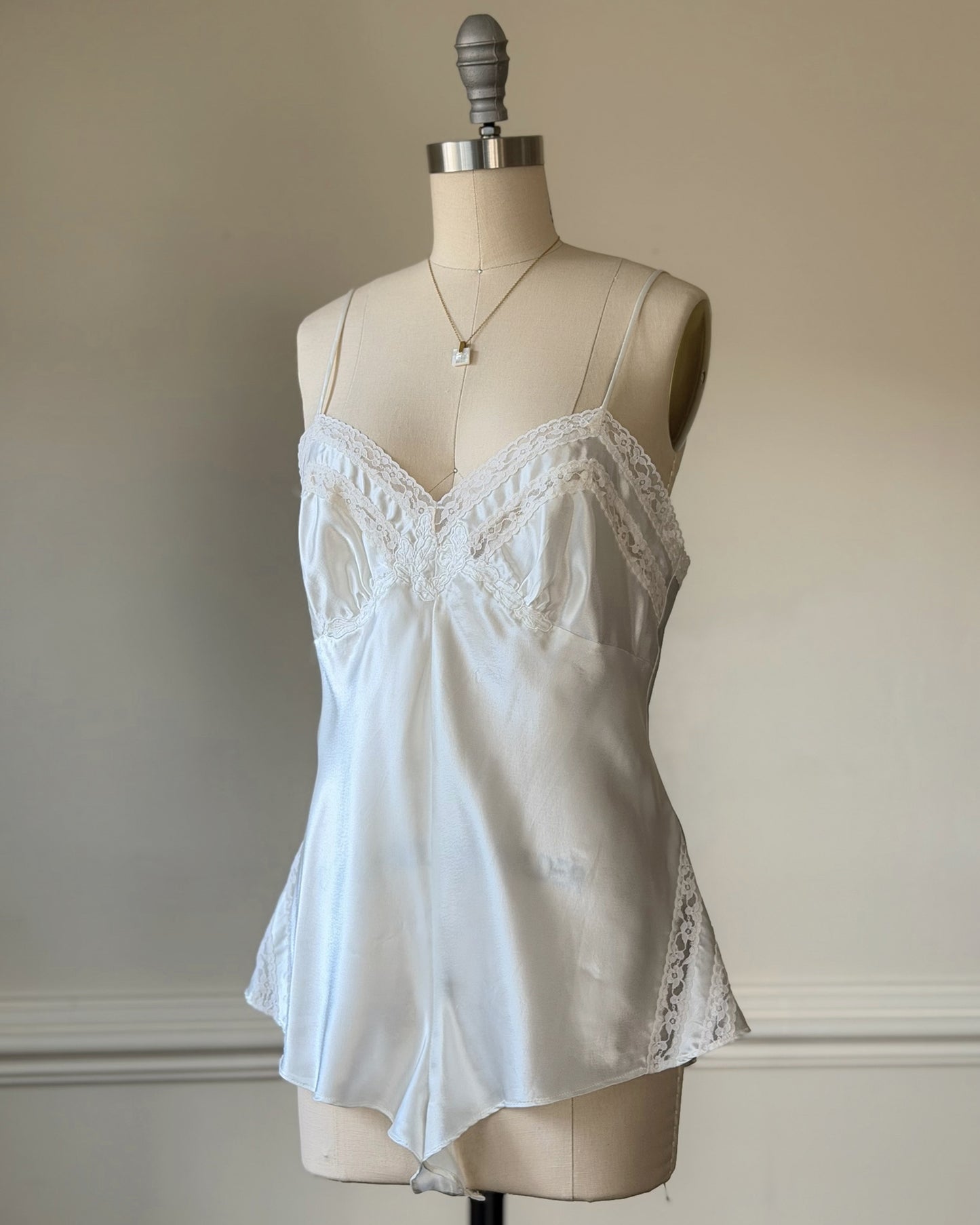 Vintage white satin lace camisole romper lingerie – Victoria’s Secret