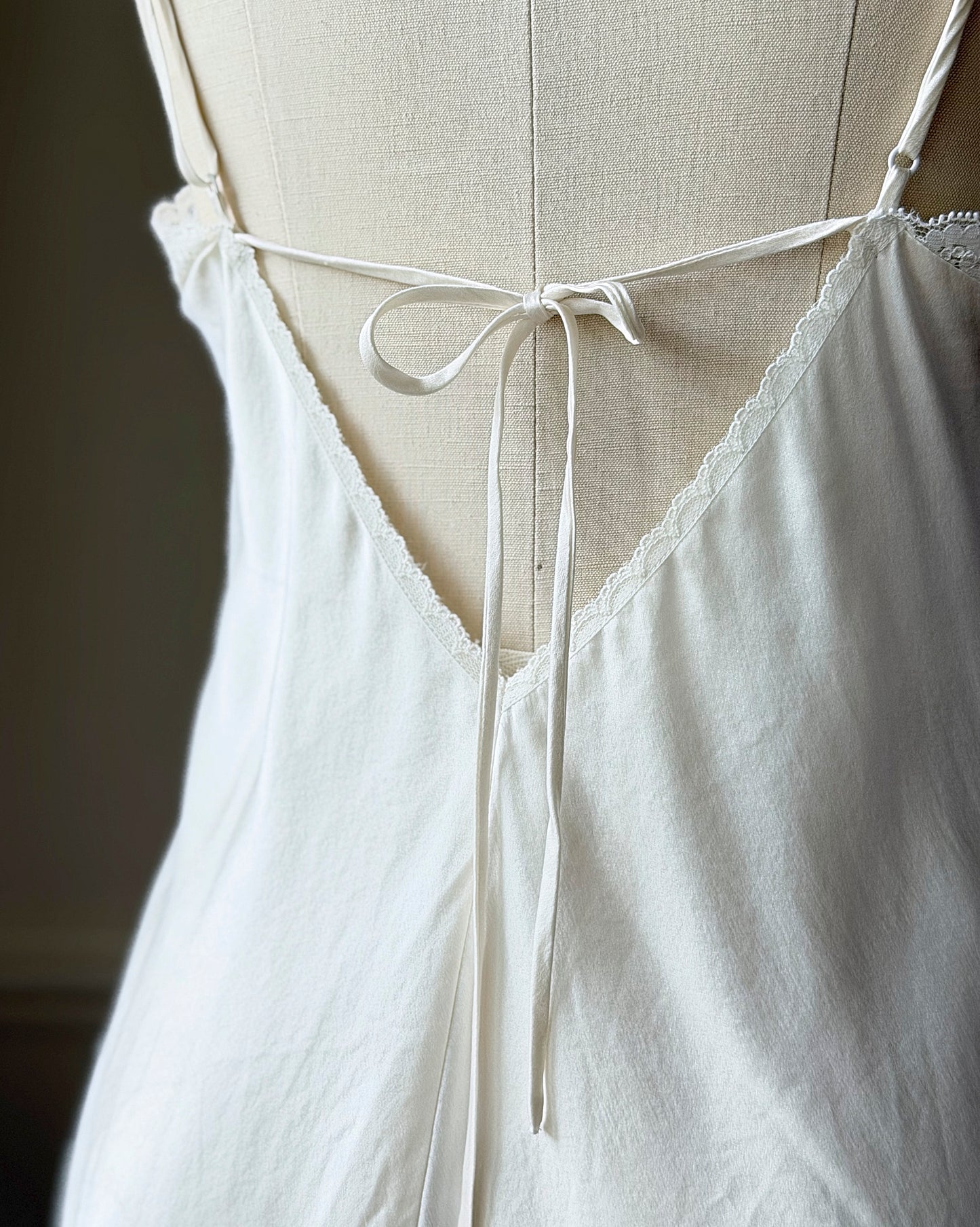 Victoria's Secret Ivory Silk Slip Dress — Lace Trim