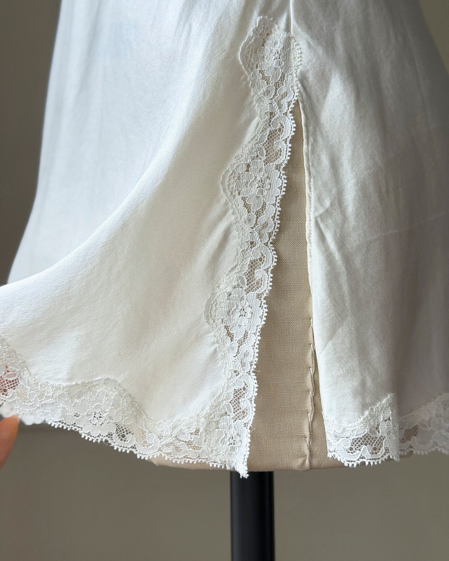 Victoria's Secret Ivory Silk Slip Dress — Lace Trim