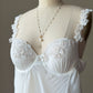 Linea Donatella White Mesh Babydoll Dress — Lace Appliqué Cups