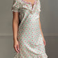 Eblin Lingerie Mint Floral Empire Dress — Velvet Ribbon & Ruffle Collar