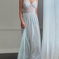 Ice Blue Sheer Lace Maxi Nightgown — Floral Embroidered Bodice & Soft Cup