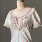 Eblin Lingerie Mint Floral Empire Dress — Velvet Ribbon & Ruffle Collar