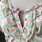 Eblin Lingerie Mint Floral Empire Dress — Velvet Ribbon & Ruffle Collar