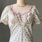 Eblin Lingerie Mint Floral Empire Dress — Velvet Ribbon & Ruffle Collar