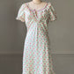 Eblin Lingerie Mint Floral Empire Dress — Velvet Ribbon & Ruffle Collar