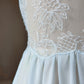 Ice Blue Sheer Lace Maxi Nightgown — Floral Embroidered Bodice & Soft Cup