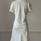 Eblin Lingerie Mint Floral Empire Dress — Velvet Ribbon & Ruffle Collar