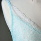 [ES] Mint Chiffon Lace V-Neck Slip Dress — Floral Lace Bodice & Bow Charm
