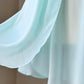 [ES] Mint Chiffon Lace V-Neck Slip Dress — Floral Lace Bodice & Bow Charm
