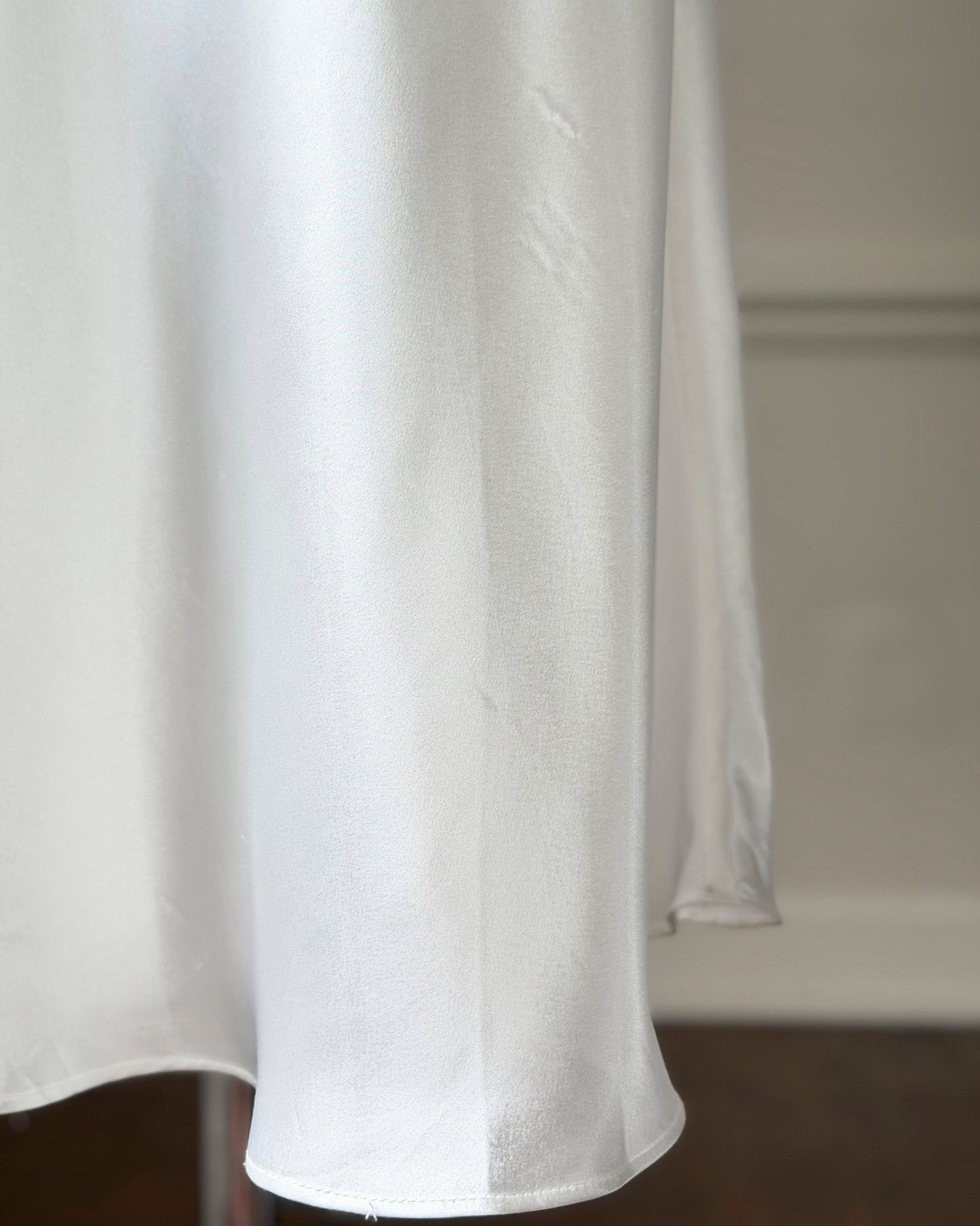 Intimo Amore White Satin Slip Dress — Embroidered Butterfly Motif