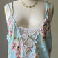 Sage Floral Jacquard Slip Dress — Lace V-Neck & Criss-Cross Straps
