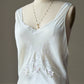 Intimo Amore White Satin Slip Dress — Embroidered Butterfly Motif