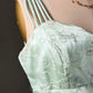 All That Jazz Mint Satin Maxi Dress — Sequin Beaded Bodice & Multi-Strap